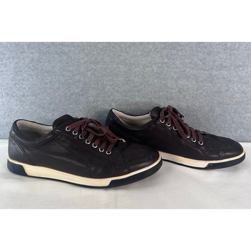 Cole Haan Mens sz 12 Quincy Lace Up Dark Brown Leather Sneaker Air Comfort